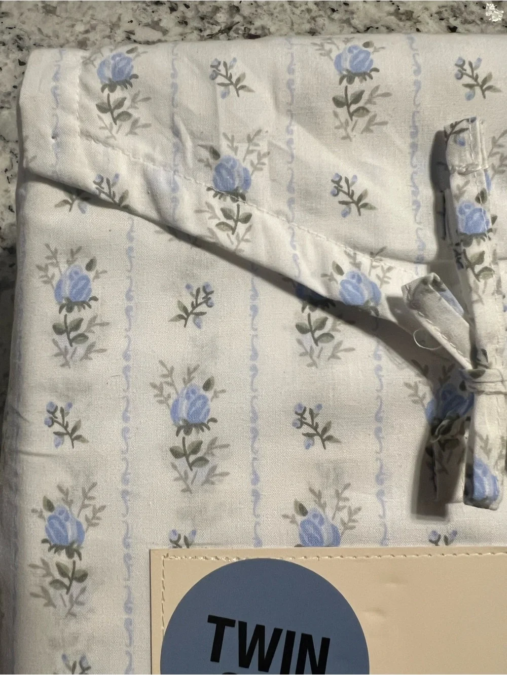 Laura Ashley Sweet Buds Blue Floral Cotton Percale Twin Sheet Set